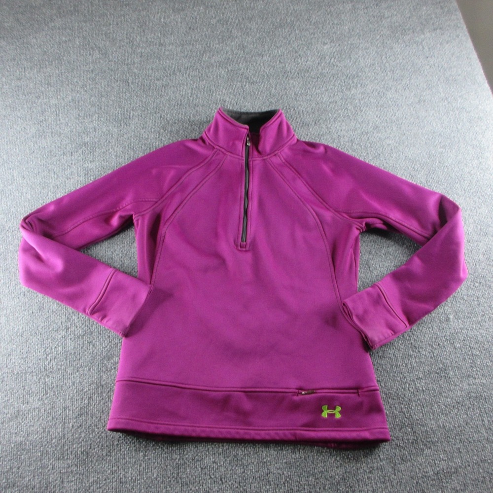 Under Armour Sweatshirt Women M Pink 1/4 Zip Fleece Pullover Running Athletic
